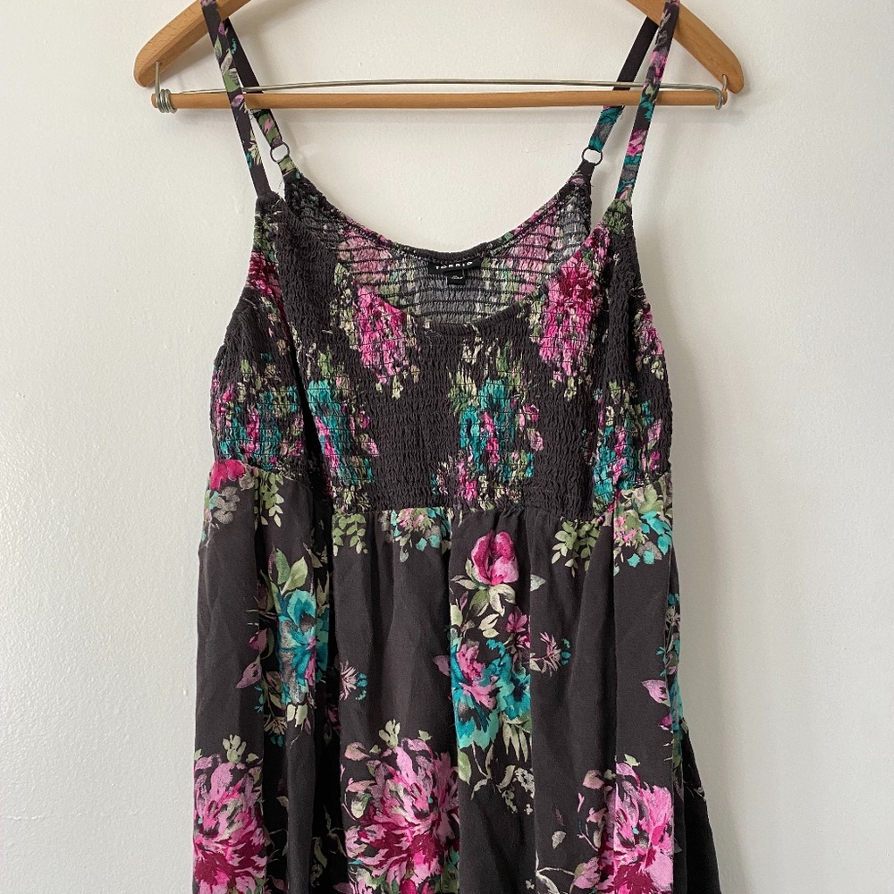 Torrid Baby Doll Cami Gray with Pink & Green Flora